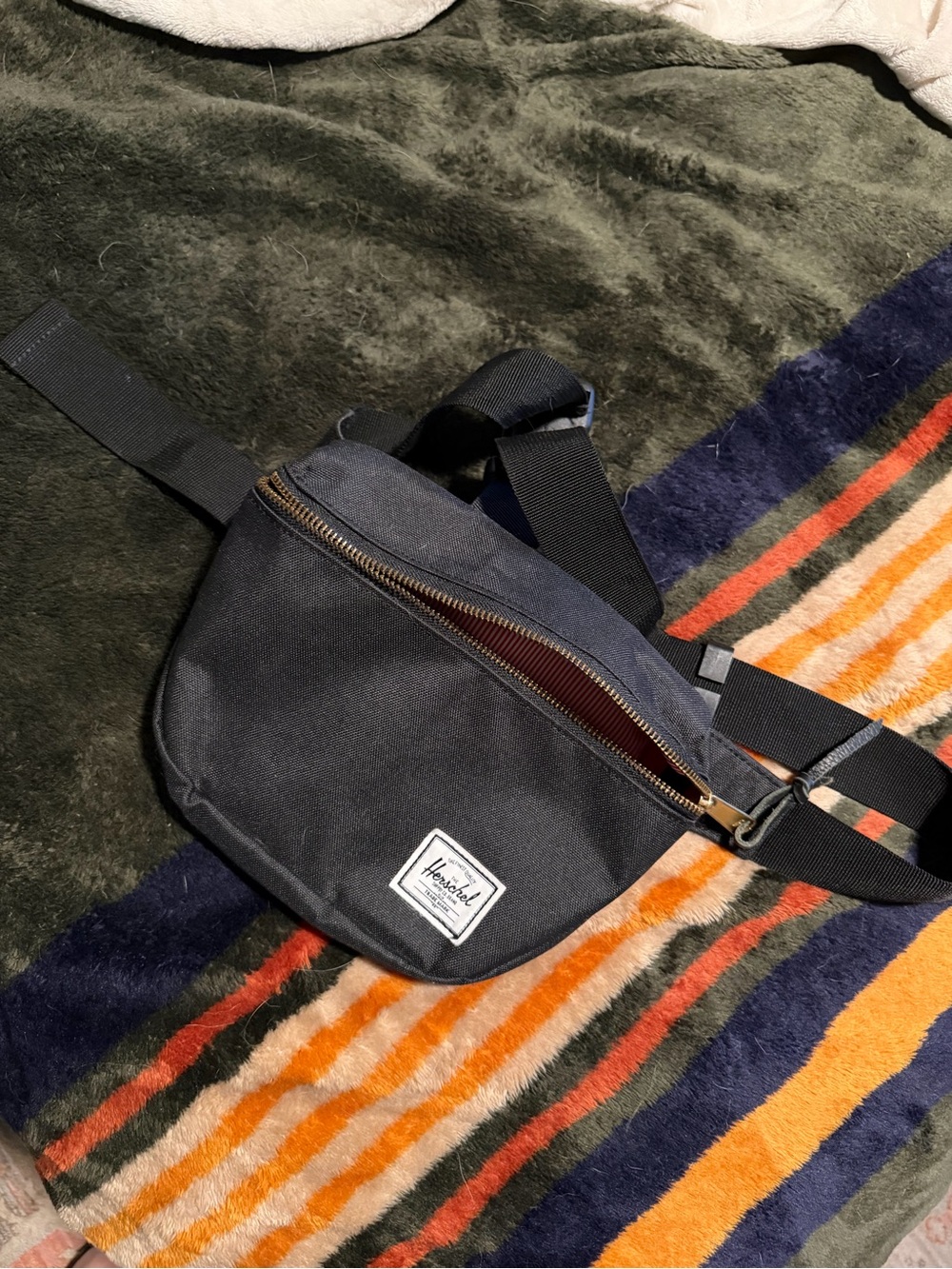 Herschel Supply Company Black Crossbody Waist Bag with Gold Zipper